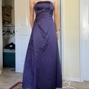 Purple Strapless Prom Dress with Floral Sequins